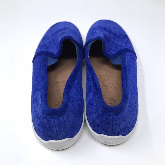 Joie Platform Flats Huxley Blue White Suede Croc Embossed Sneakers - Picture 3 of 7